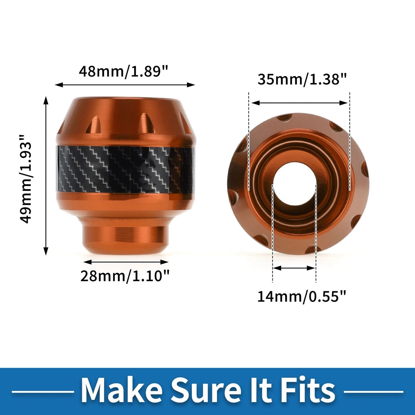 Frame Sliders 2 x Aluminum Orange for Motorcycle