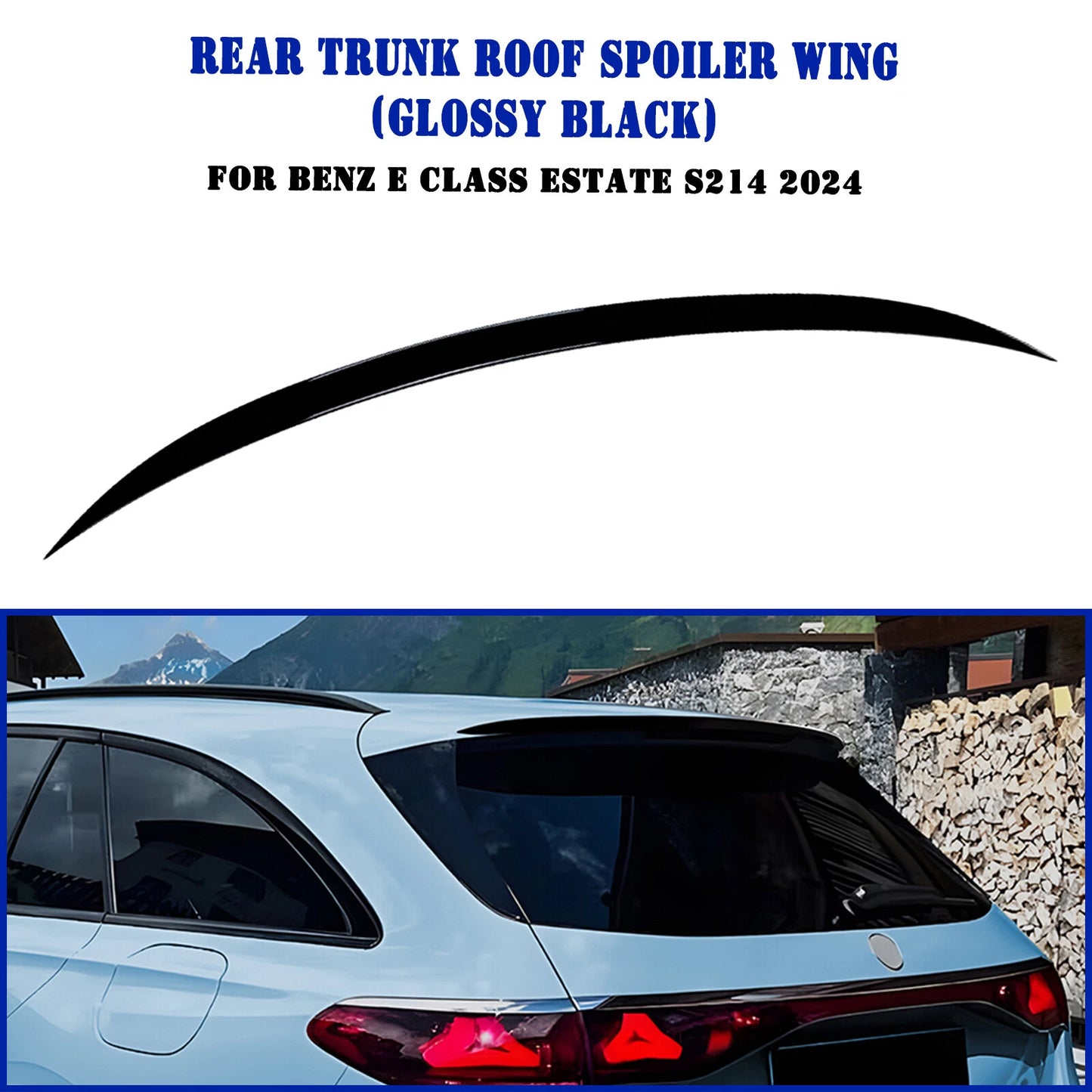 1x Rear Boot Spoiler Lip for Benz E Class Estate S214 (2024) Gloss Black
