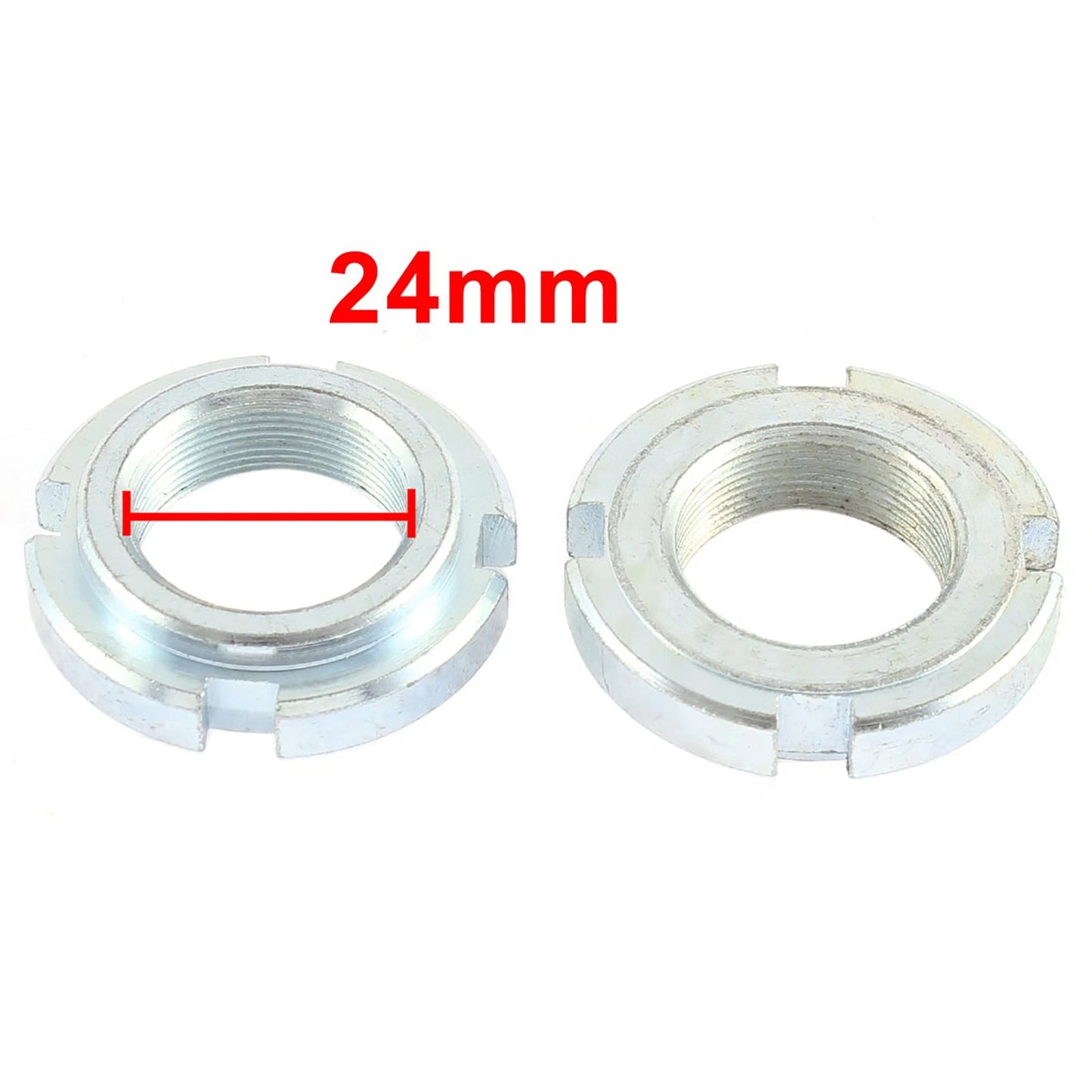 2 x 24mm Thread Dia 1.0 Pitch Motorcycle Steering Stem Lock Nut for Suzuki