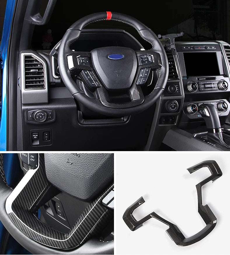 Carbon Fiber Steering Wheel Cover Trim for Ford F150 (2015-2019)