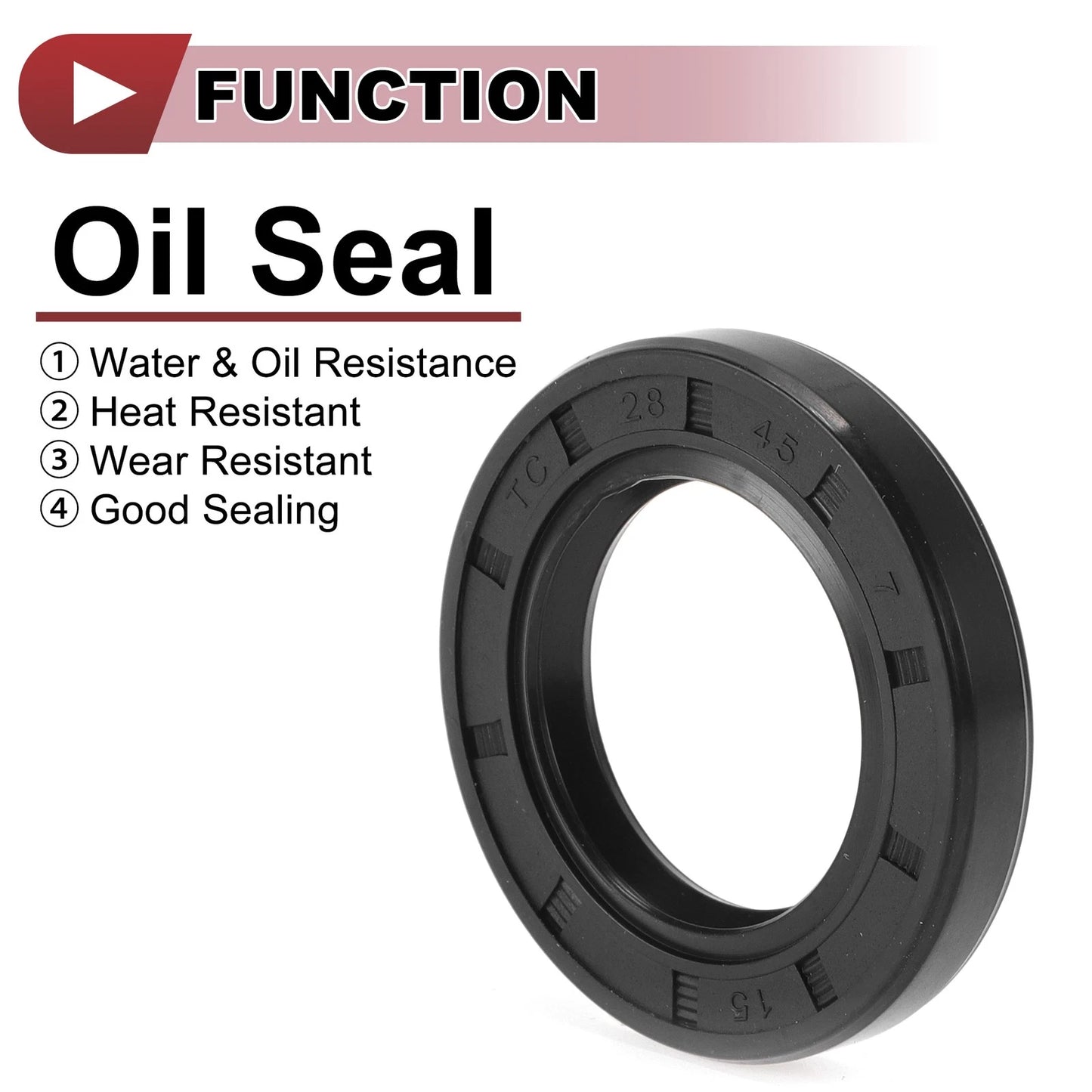Rotary Shaft Seal 28x45x7mm 5 Pcs Oil Seal Nitrile 70 Durometer Rubber Black