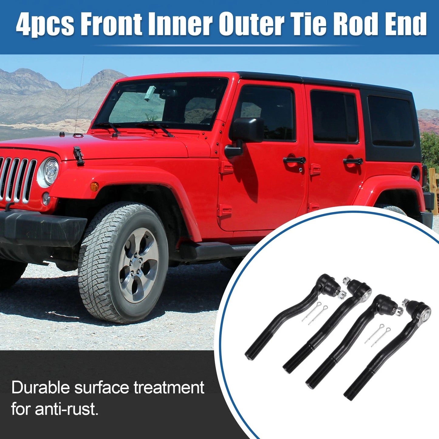 4 x Tie Rod End Links for Jeep Grand Cherokee (1999-2004)
