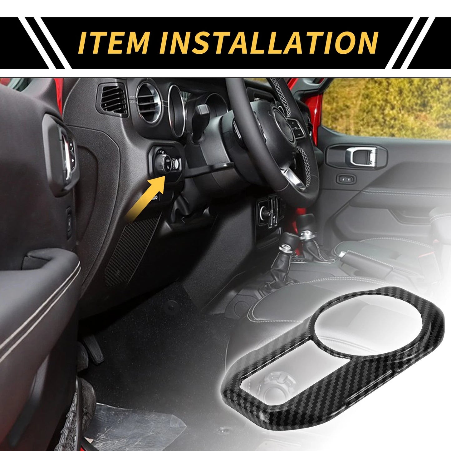 Headlight Button Panel Cover for Jeep Carbon Fiber Pattern (2018-2023)