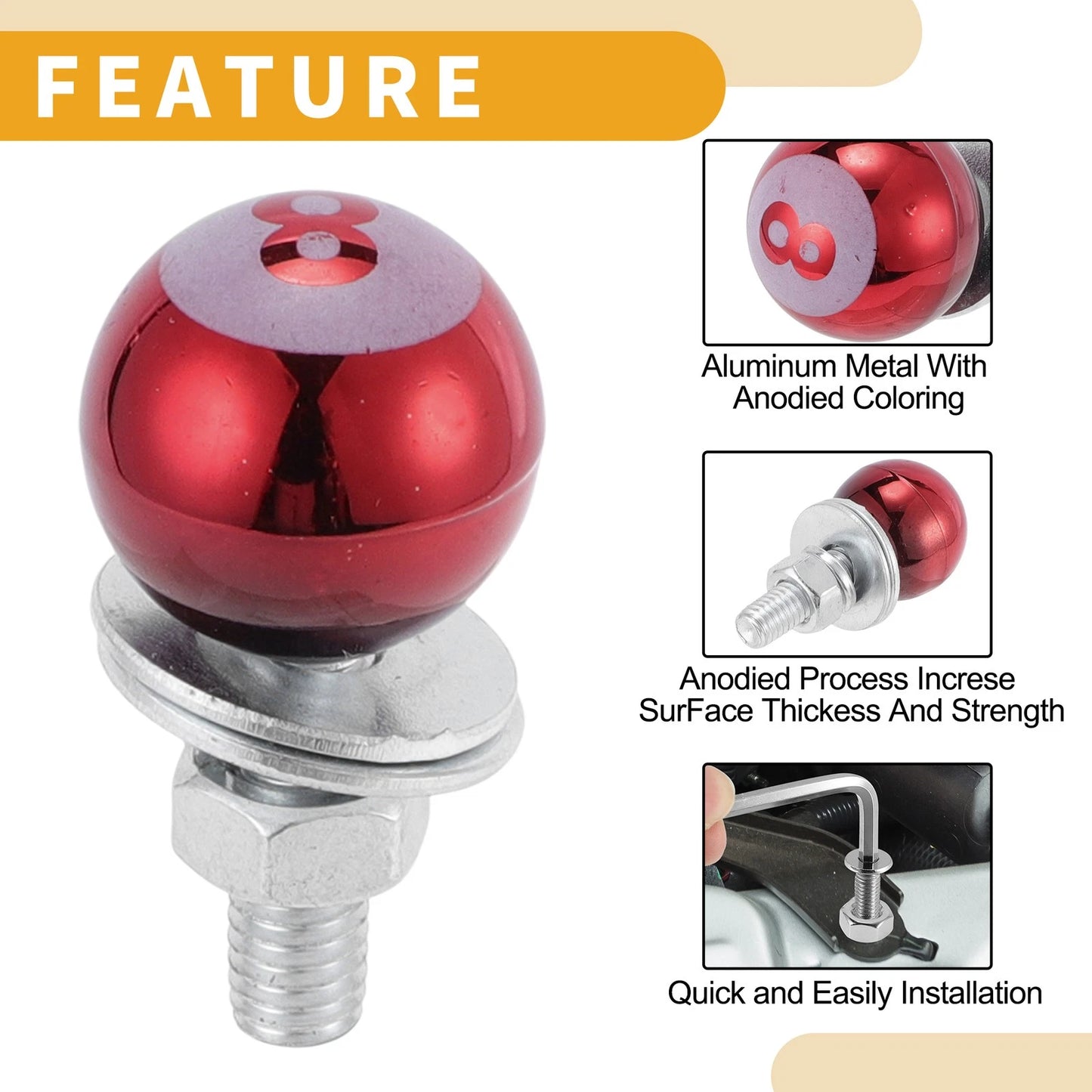 License Plate Screws Cover / 40mm / Aluminum Alloy Red for Motorcycle