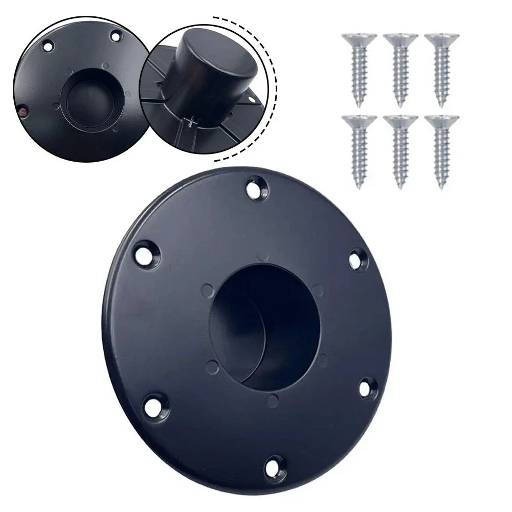 Black Aluminum Table Leg Base for RV Boat with Round Flush Mount Design