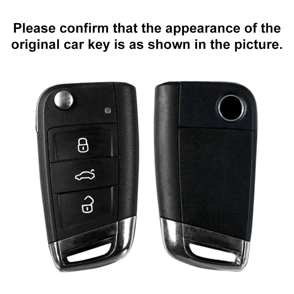 Key Case Cover for VW Polo, Golf 7, Tiguan, Skoda, SEAT (Silver/Black)