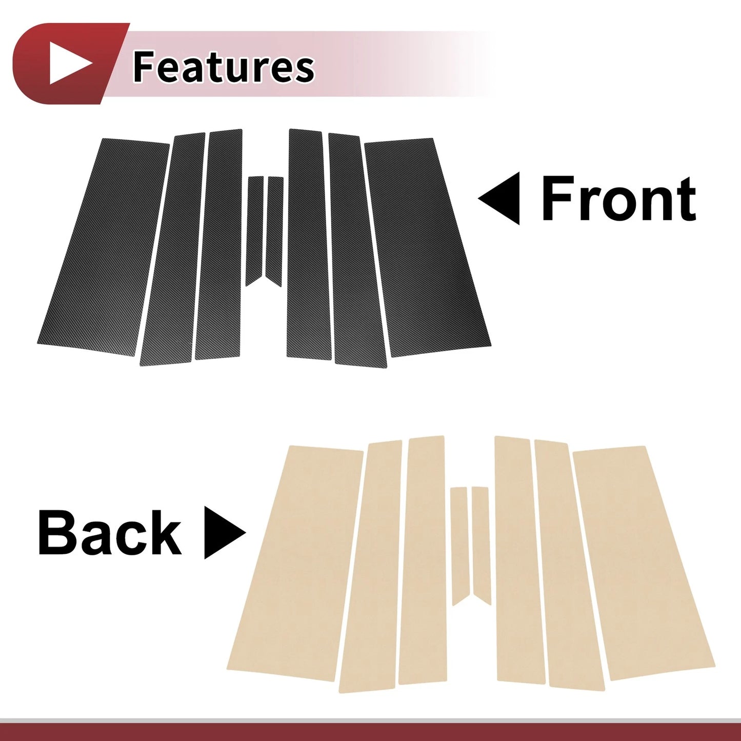 8 x Door Pillar Window Trim for Chrysler Pacifica Carbon Fiber (2017-2023)