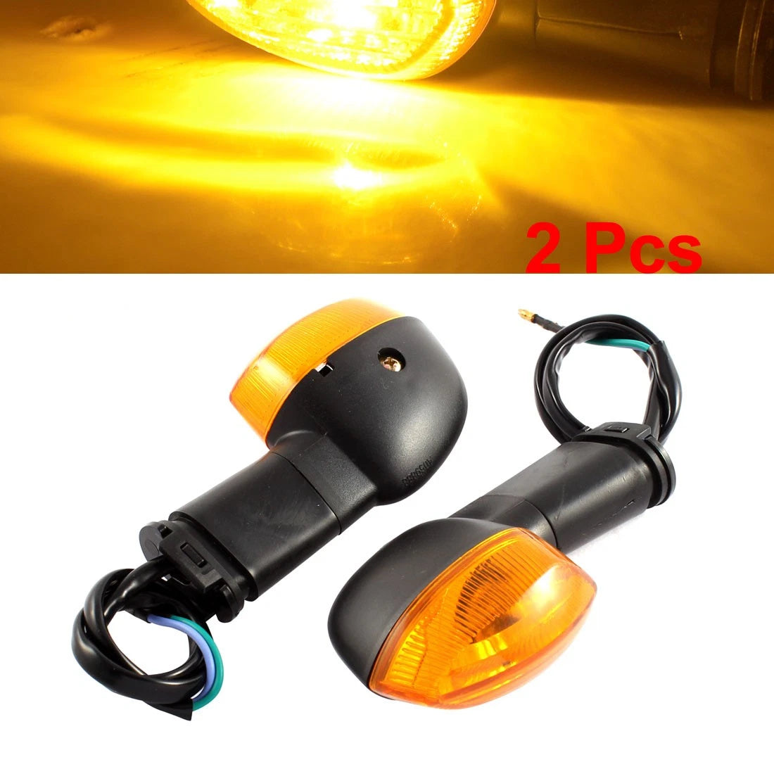2 x Yellow Motorcycle Turn Signals Light Blinkers Bulb for YBR