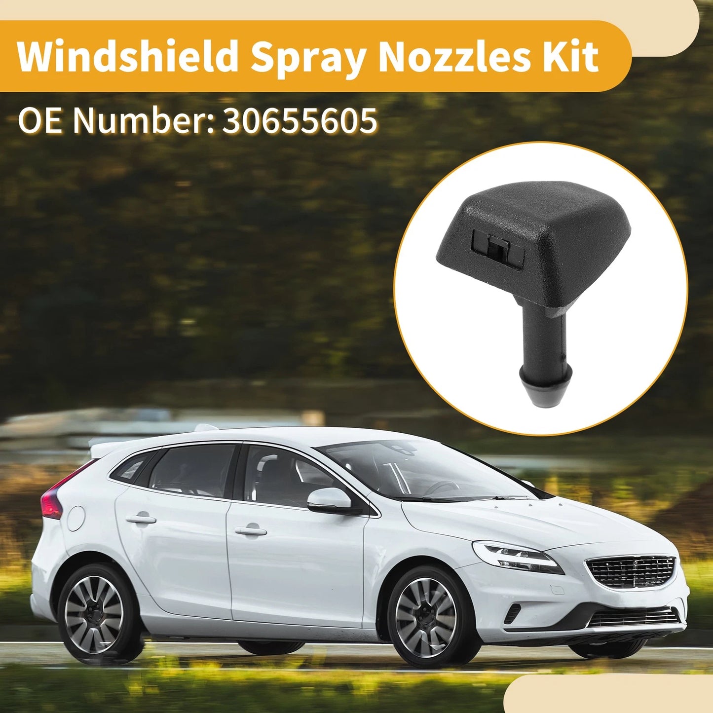 Windshield Washer Nozzle Kit for Volvo C30 (2007-2013) 1 Pc Fluid Hose