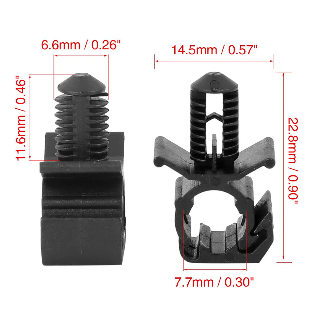 10 x 22.8mm Black Plastic Wiring Harness Retainer Clips for Ford