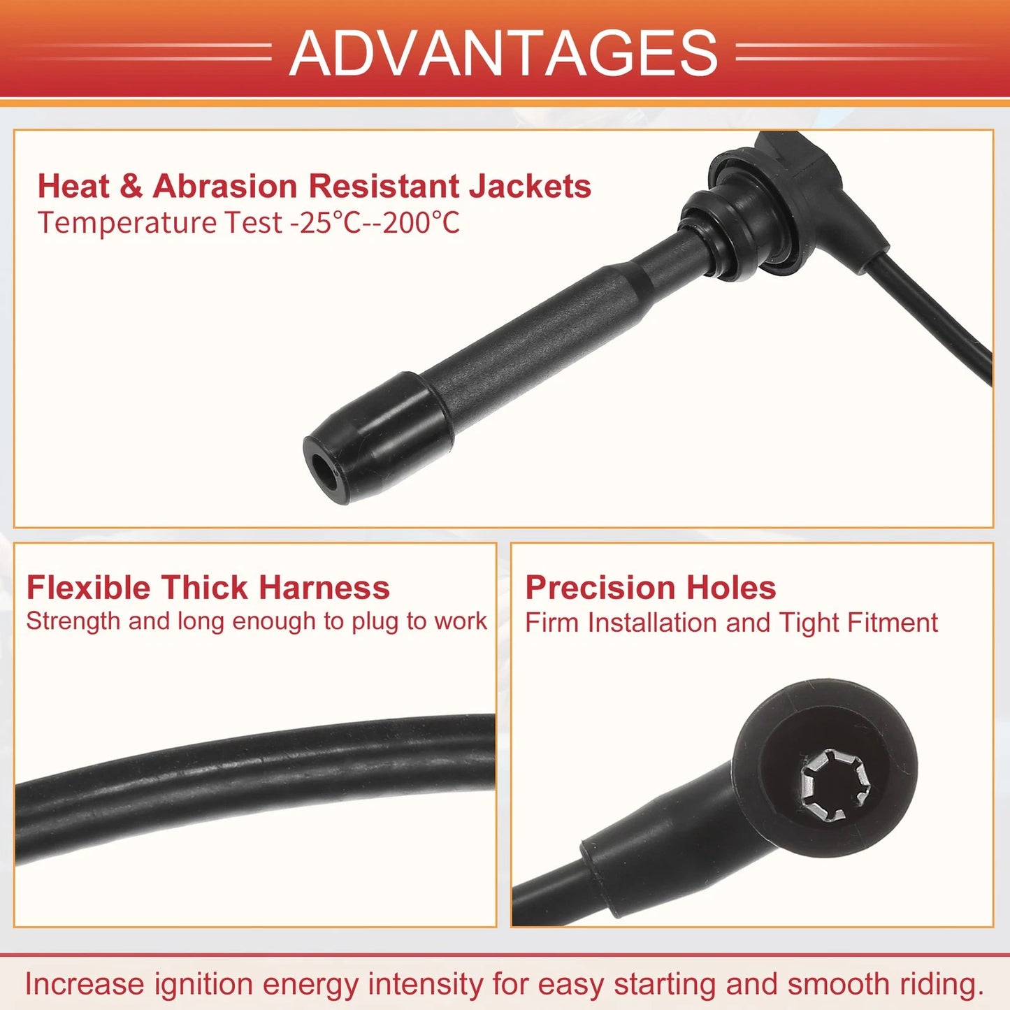 4pcs Spark Plug Wire Ignition Coil Cable for Hyundai Elantra (2011-2016)