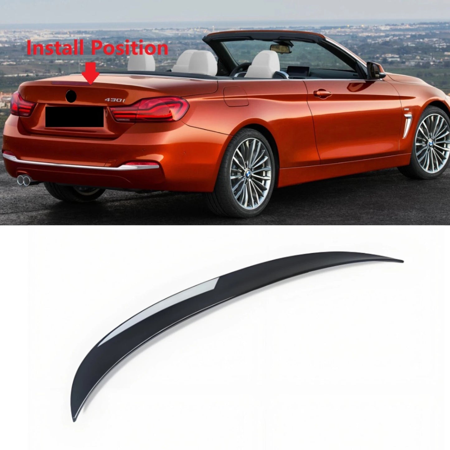 Glossy Black Rear Trunk Spoiler for BMW 4 Series F83 F33 Convertible (2014-2020)