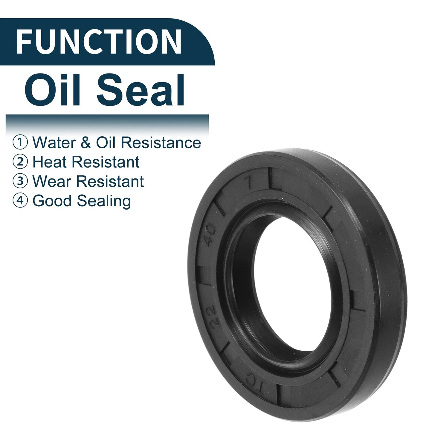 Oil Seal Rotary Shaft Seal NBR Rubber 22x40x7mm Black 5Pcs