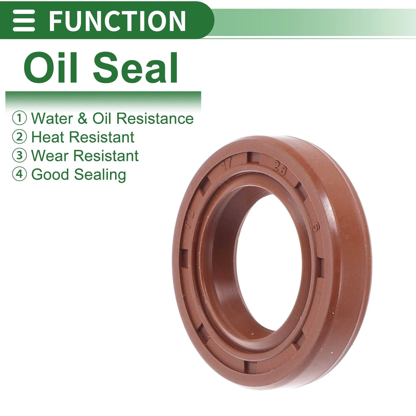 Oil Seal 17x28x6mm Brown Rotary Shaft Seal FKM Rubber 5 Pcs for Make Model