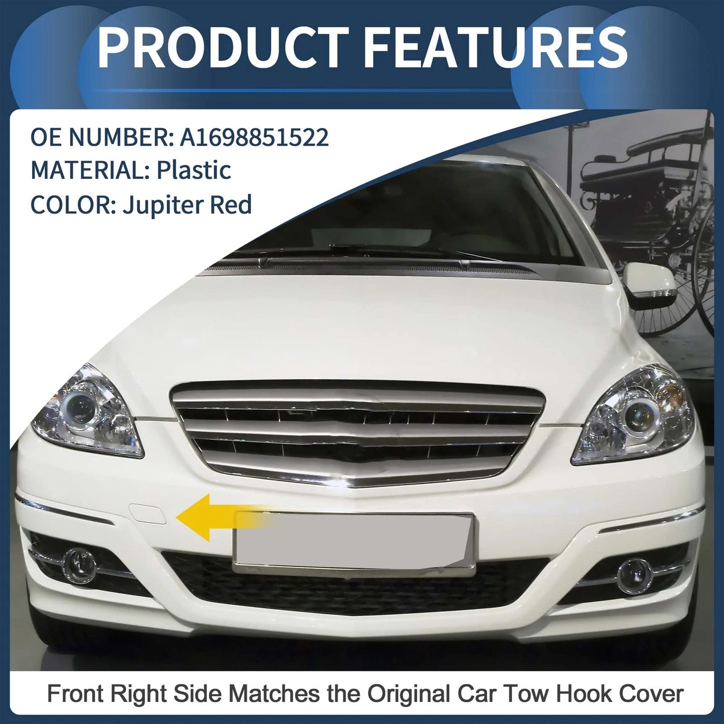 Front Bumper Tow Hook Cover for Mercedes-Benz B-Class (2005-2011) - Jupiter Red