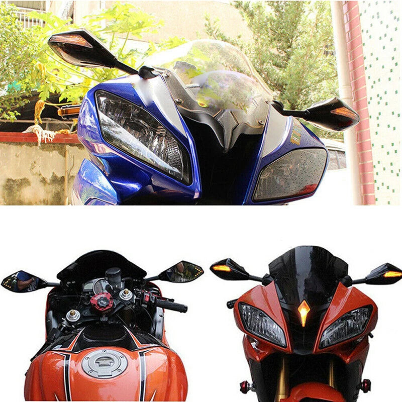 2 x Motorcycle Rearview Mirrors with LED Turn Signals for Honda CBR 600 F3 F4