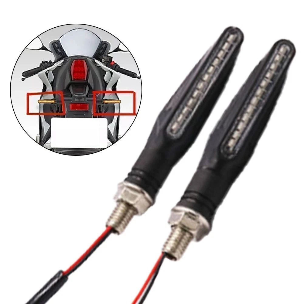 2 x Motorcycle Indicator Lights Amber Flowing Sequential Design