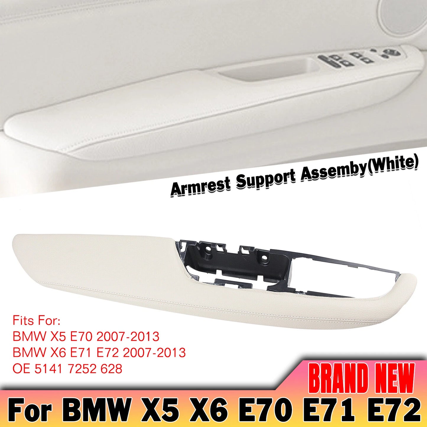 1pc White Door Armrest Panel for BMW X5 E70 X6 E71 E72 (2007-2013)