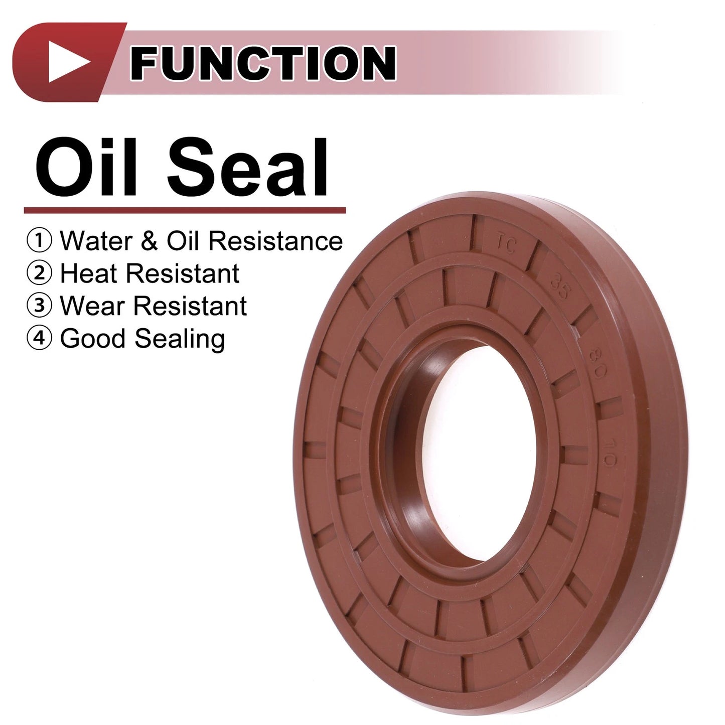 Oil Seal 2 x 35x80x10mm Brown Rotary Shaft Seal FKM Rubber