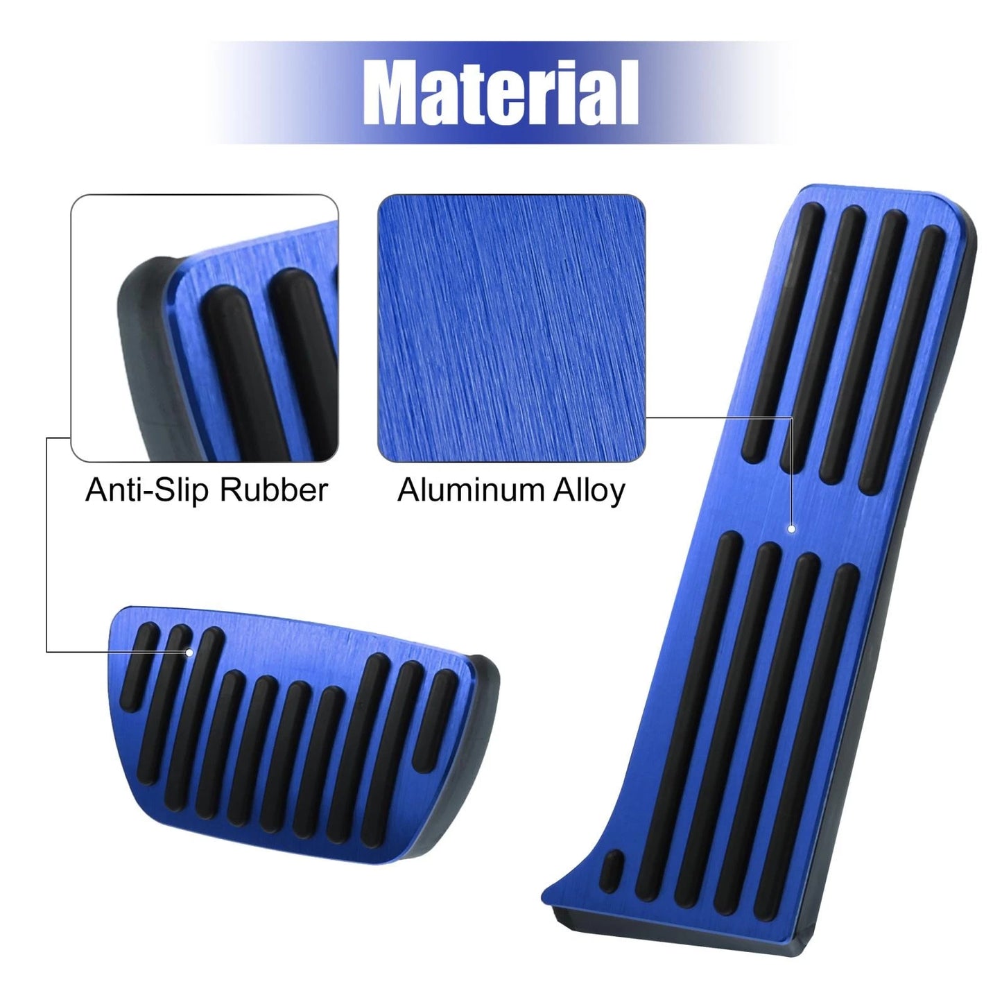 3 x Blue Non-Slip Brake Gas Accelerator Pedals for Toyota Camry (2018-2022)
