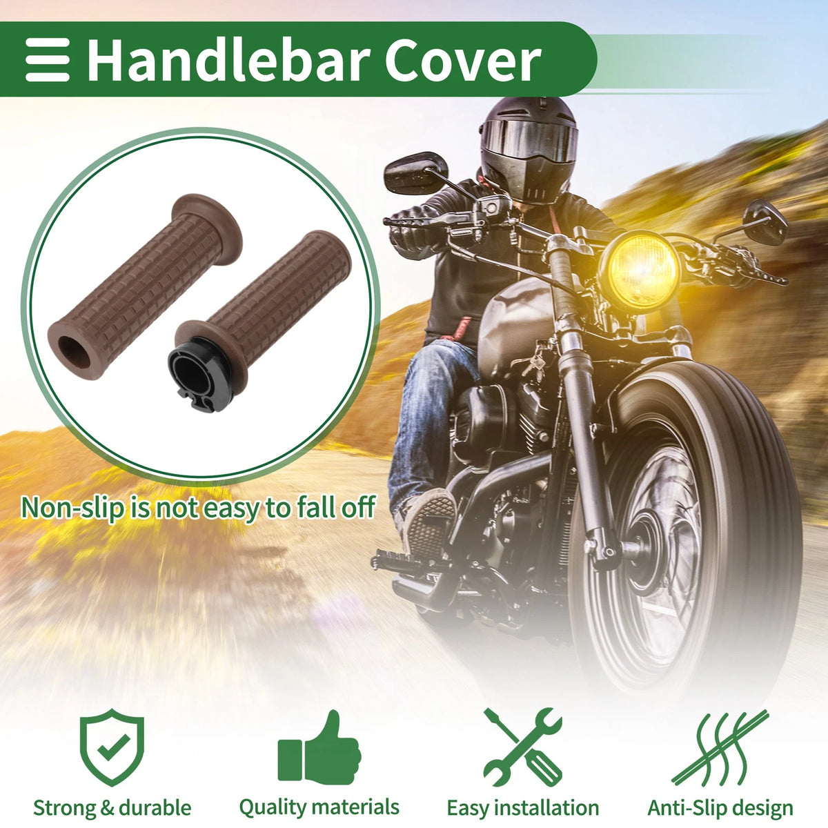 Grips 7/8in Hand Bar Throttle Cover Light Brown for Motorcycle