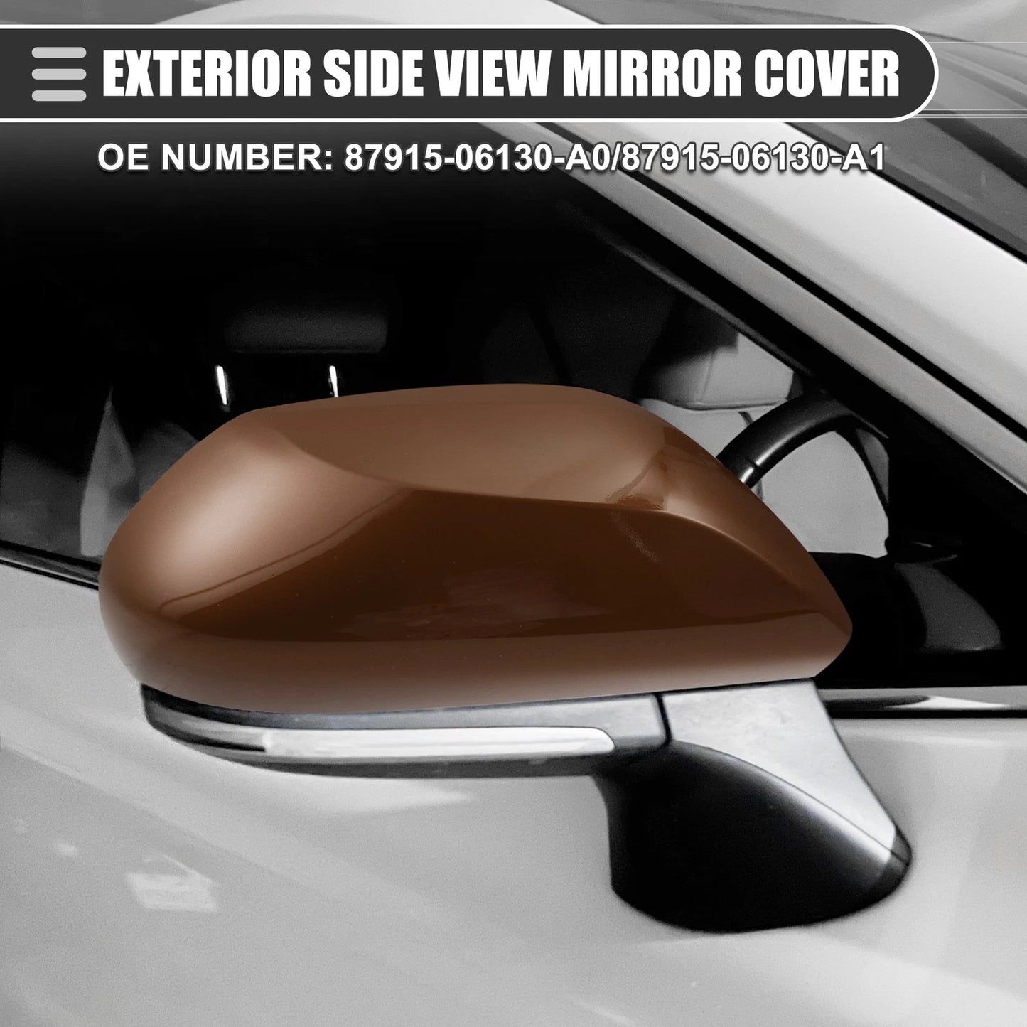Right Side Mirror Cover for Toyota Camry 2.5L L4 (2018-2023) Brown