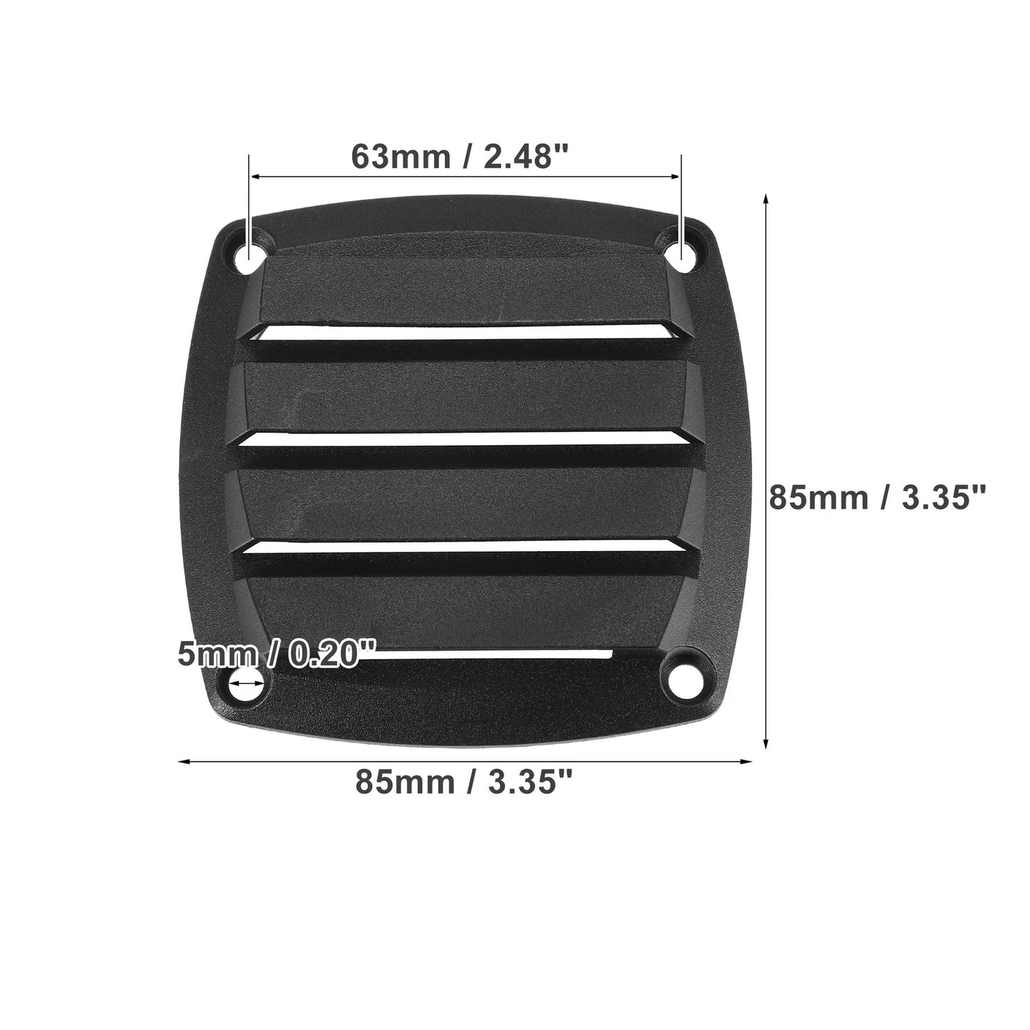 2 x Air Exhaust Ventilator Louvered Grille Cover Black for Boat Marine