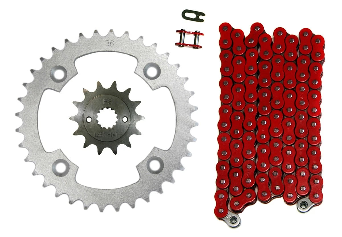 Drive Chain & 14/36 Sprockets 520x96 Red for Suzuki LT-R450 Quadracer