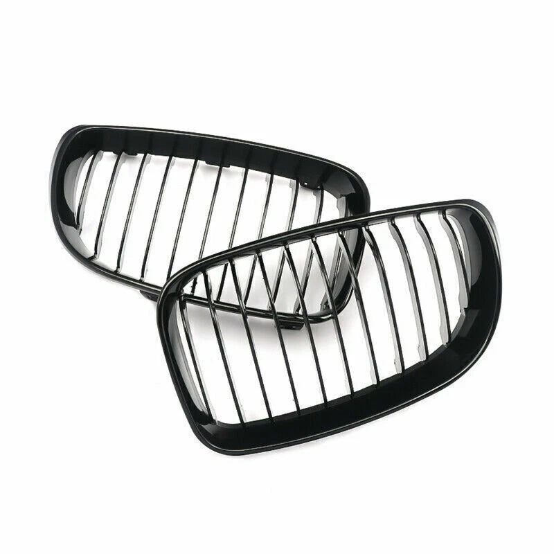 2 x Front Kidney Grilles Glossy Black for BMW 1 Series E81 E82 E87 E88 (2007-2013)