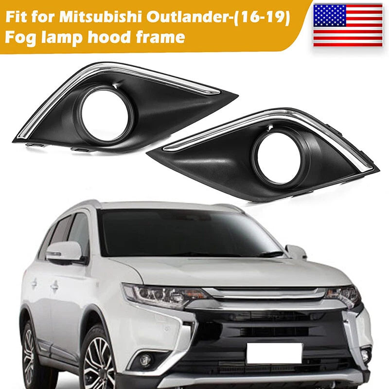 2 x Front Fog Lamp Light Cover Bezel Trim for Mitsubishi Outlander (2016-2019)