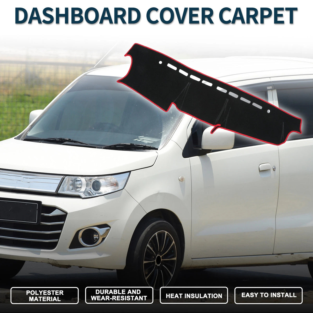 Dashboard Cover Mat for Suzuki Jimny JB64 (2018-2024) Black Red 1 Set