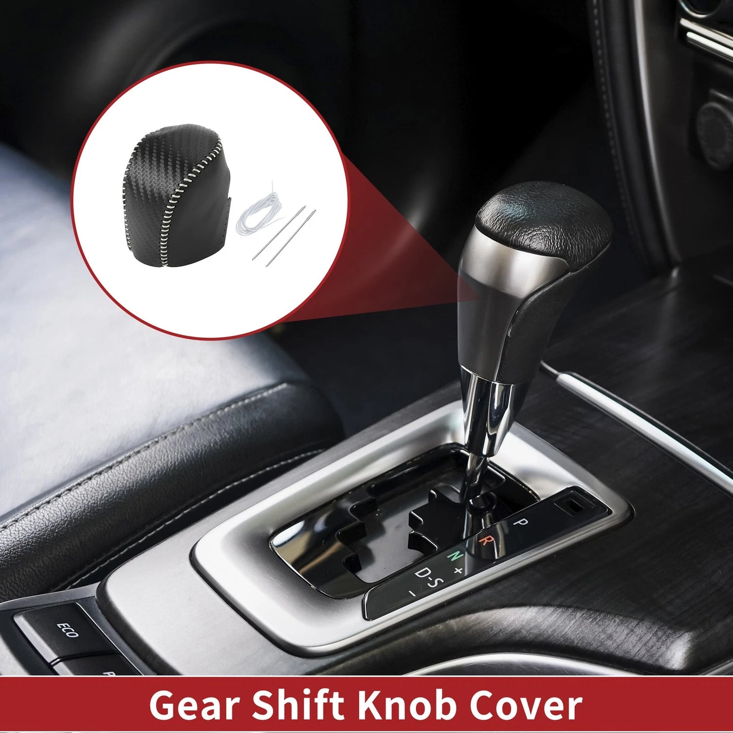 Car Gear Shift Knob Cover 1 Pc for Honda HR-V (2023-2024) Black Carbon Fiber