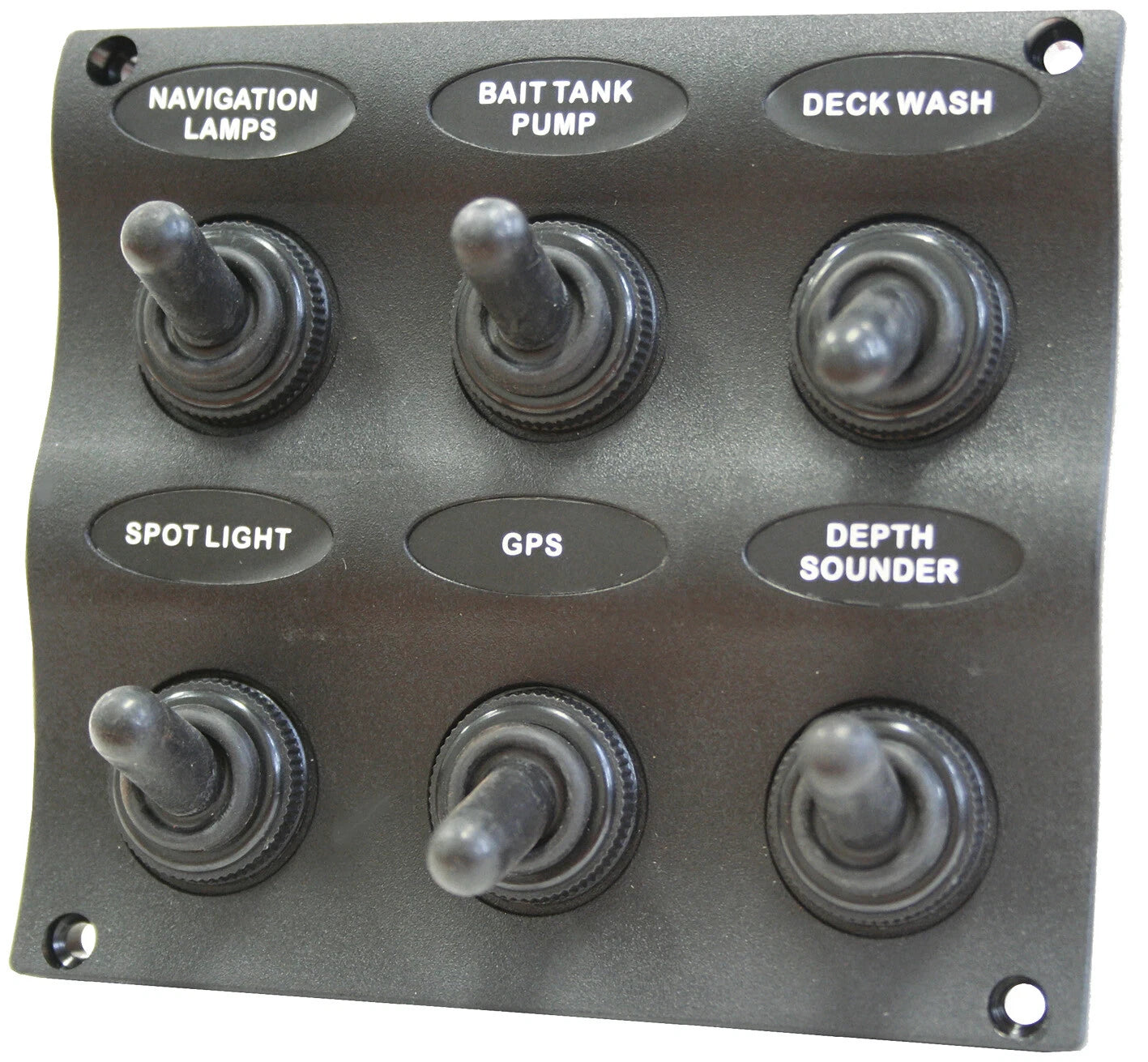 Switch Panel Wave Style 6 Gang Marine Waterproof 20A Fuse for Boats/Jetskis