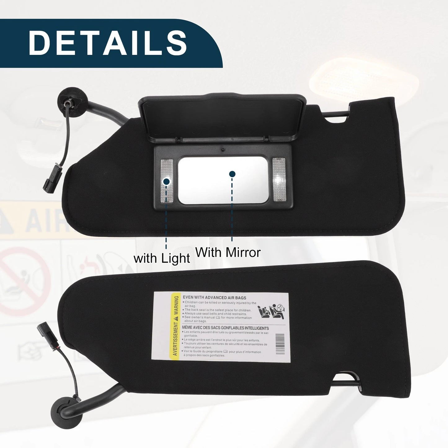 Left Car Sun Visor with Mirror and Light for Chevrolet Corvette