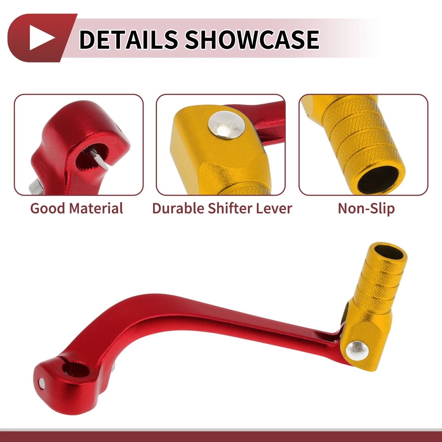 Folding Shifter Lever for Honda CRF110F (2013-2018) - Red & Gold Tone