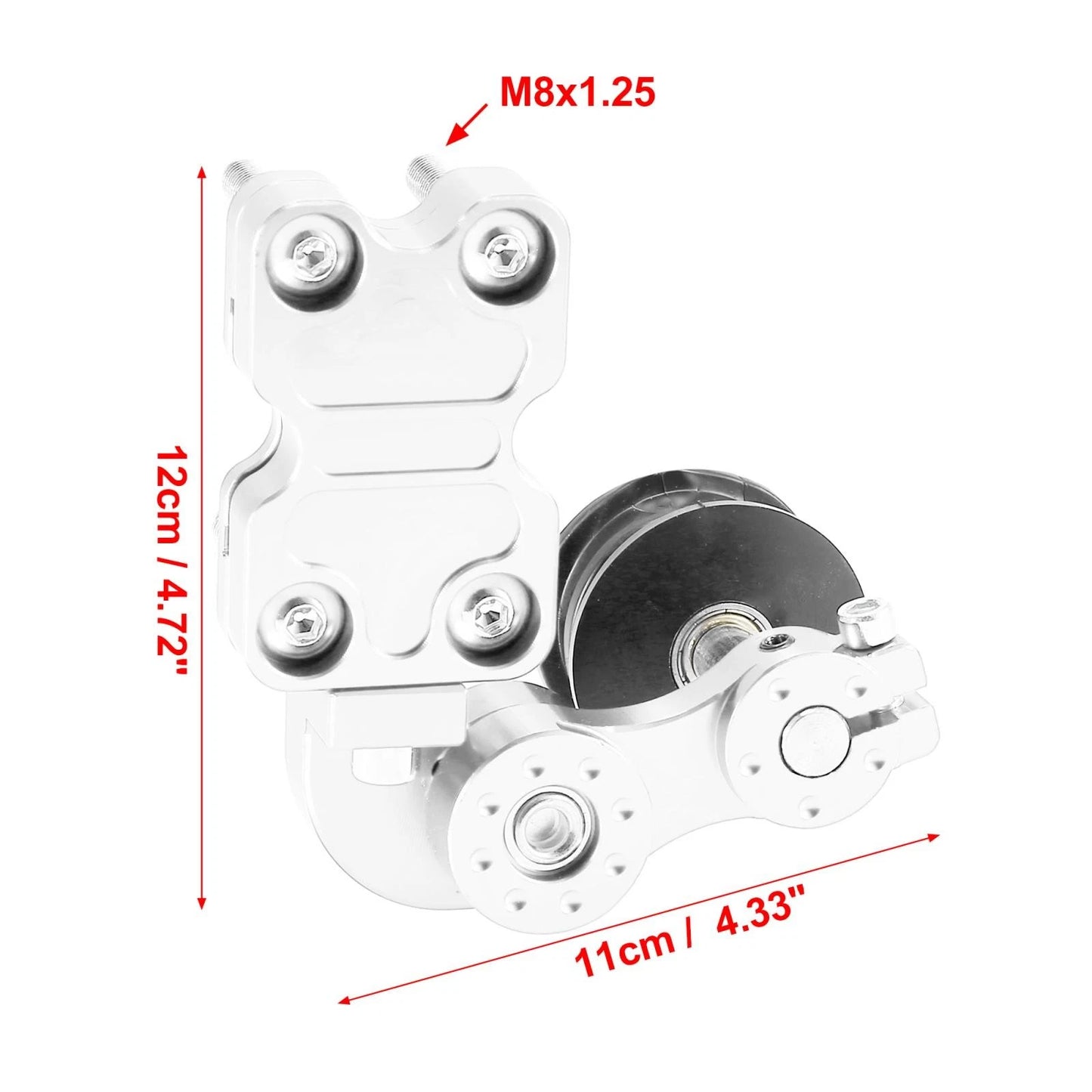 Silver Tone Aluminum Alloy Chain Tensioner Automatic Adjuster for Motorcycle