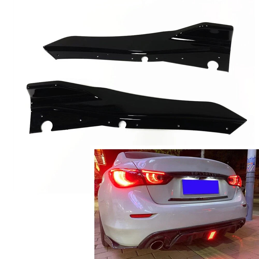 2 x Gloss Black Rear Bumper Lip Splitters for Infiniti Q50 (2018-2022)