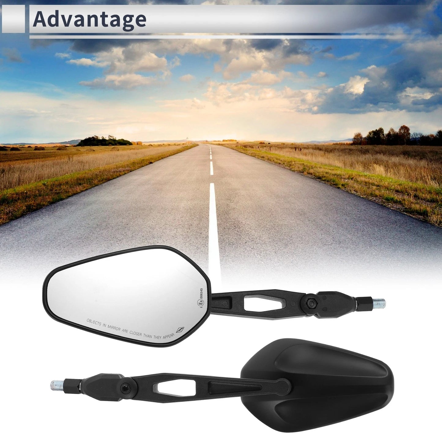 M10 / 1 Set / Rear View Mirrors, Handlebar, Black Aluminum Plastic for M10