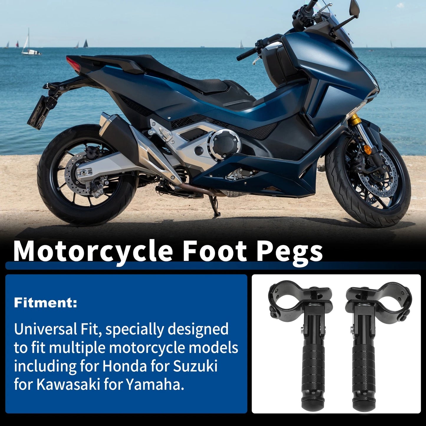 Universal Rear Foot Pedal for Honda, Suzuki, Kawasaki 1 Pair
