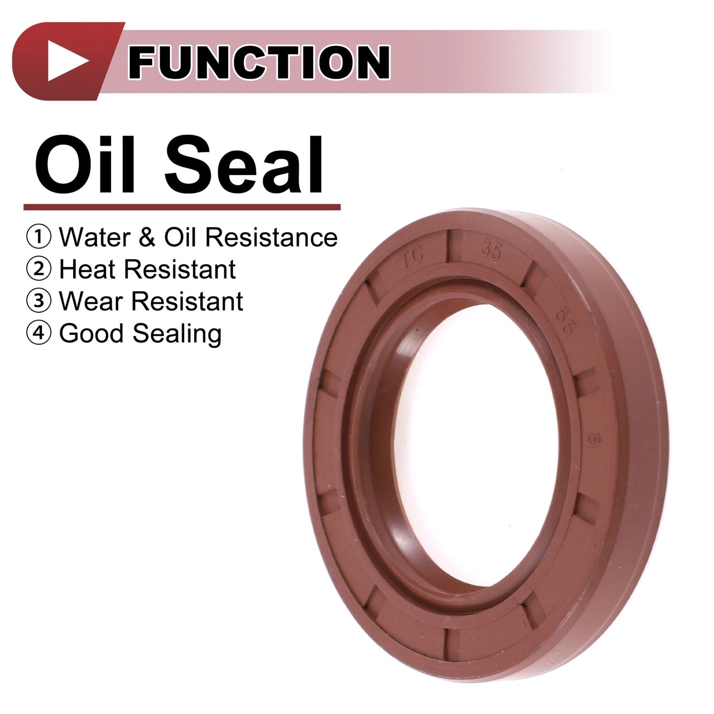 Oil Seal 2 x 35x55x8mm Seal Ring Rotary Shaft Seal FKM Rubber for Car
