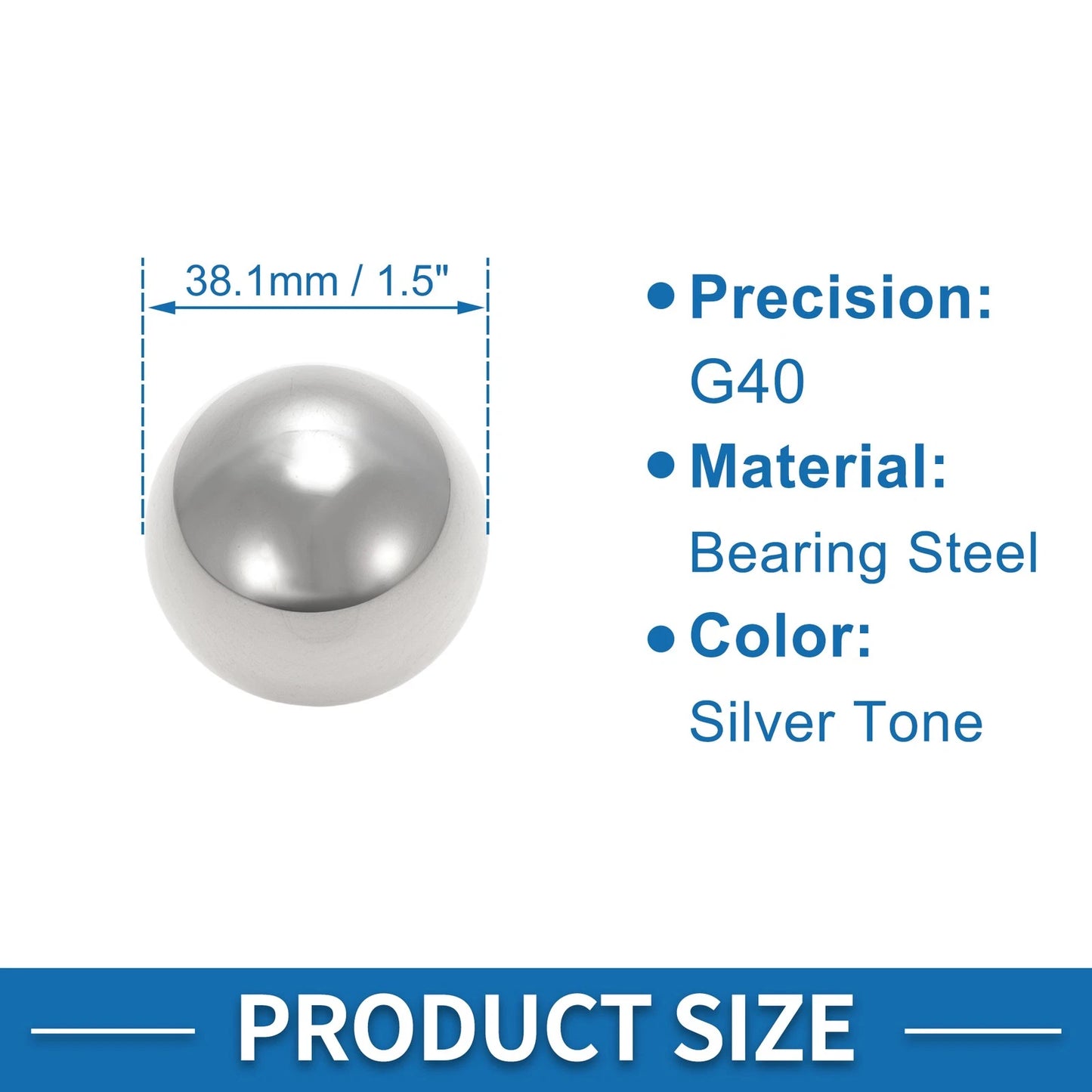 38.1mm Bearing Ball Steel G40 Precision Ball Silver Tone