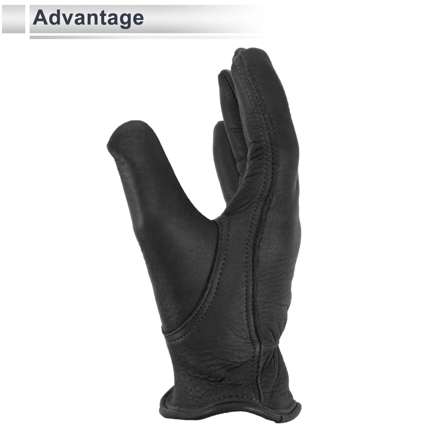 1 Pair XL Black Deerskin Breathable Full Finger Motorcycle Gloves for Motorcycle