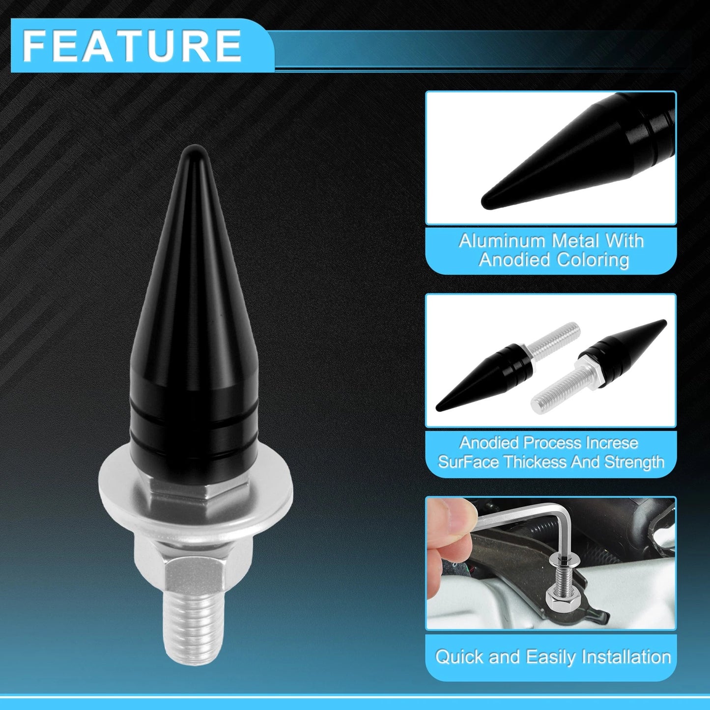 License Plate Screws Cover 5.4 cm Black 4 pcs for Universal Motorcycle M6