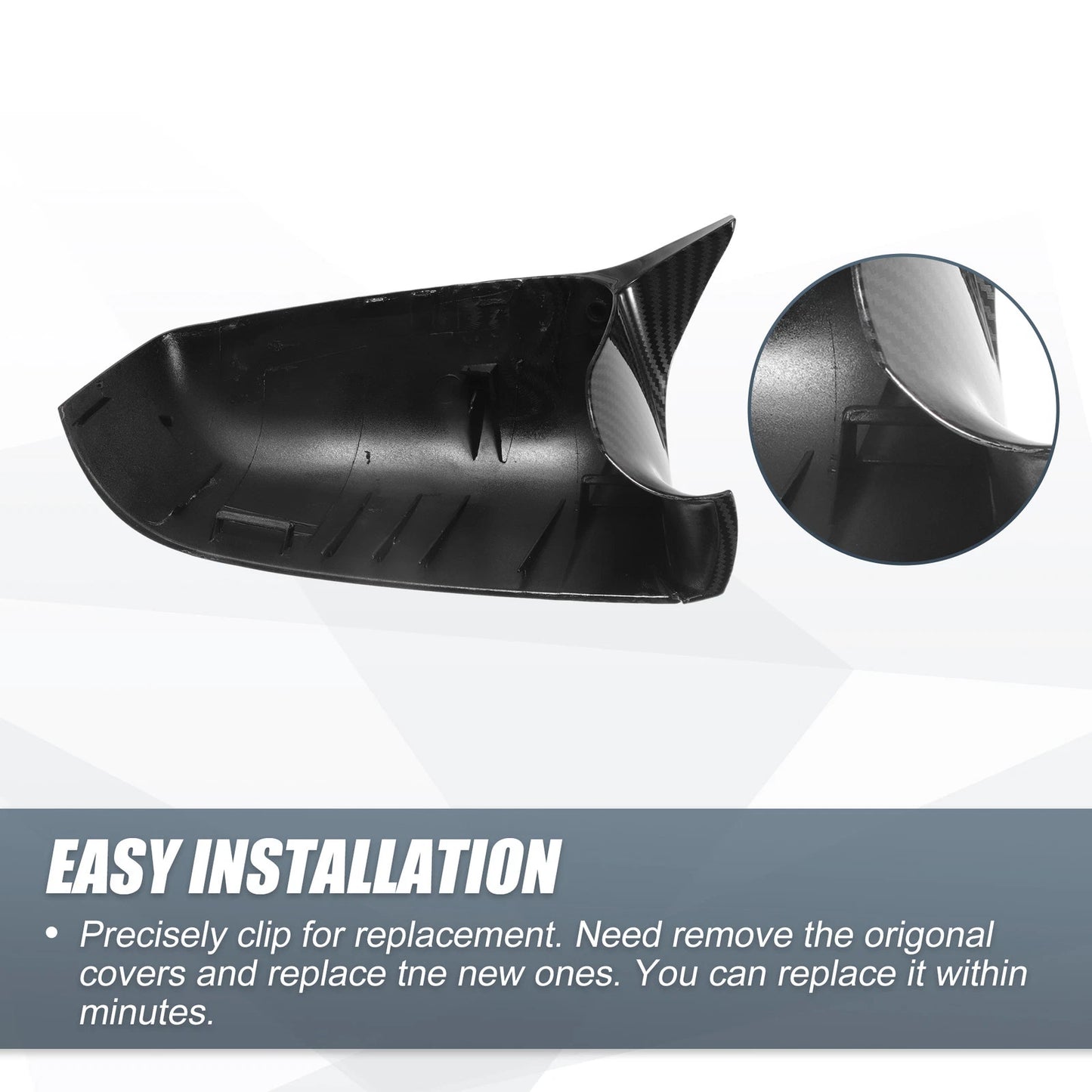 Rearview Mirror Cover Cap Carbon Fiber for BMW 525i 528i 530i 535i (2001-2007)