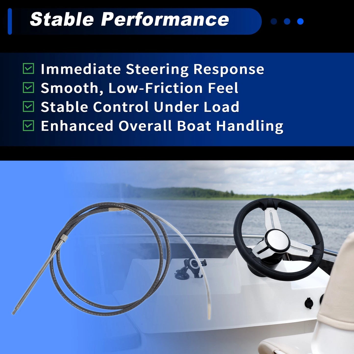 Cable / 10 ft / Steering Control Cable for Marine Boat Rack