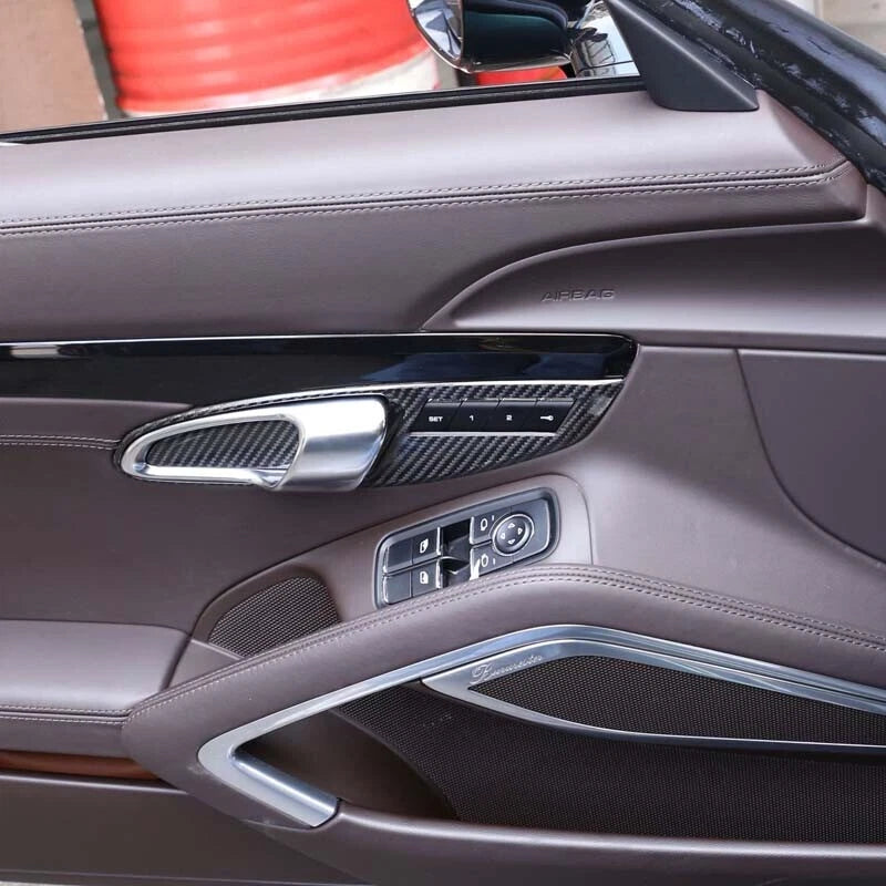 Carbon Fiber Inner Door Handle Cover Trim for Porsche 718 2016-20 / 911 2012-18