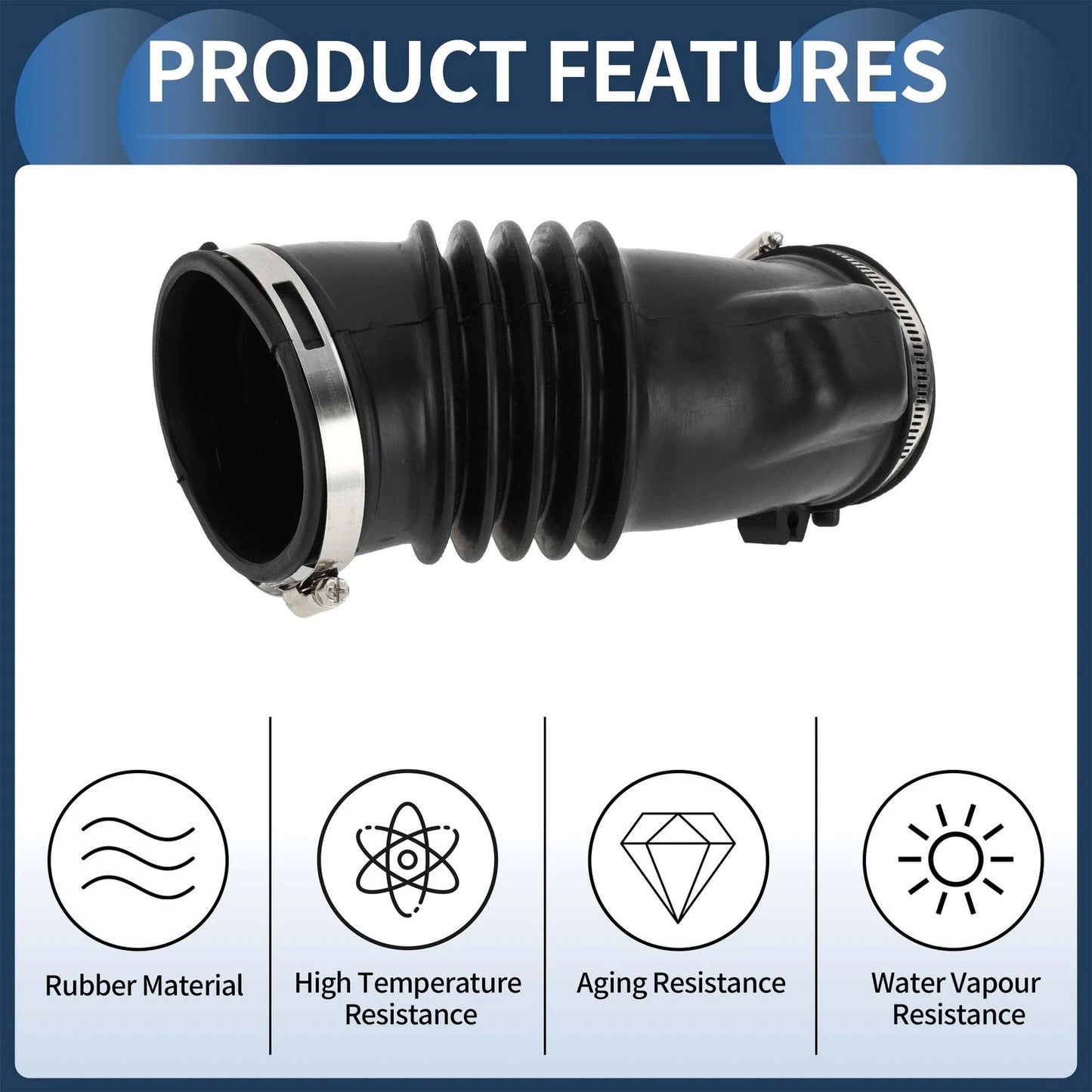 Intake Hose Tube w/ Clamps for Honda Odyssey (2011-2017) - Black, 1 Pc