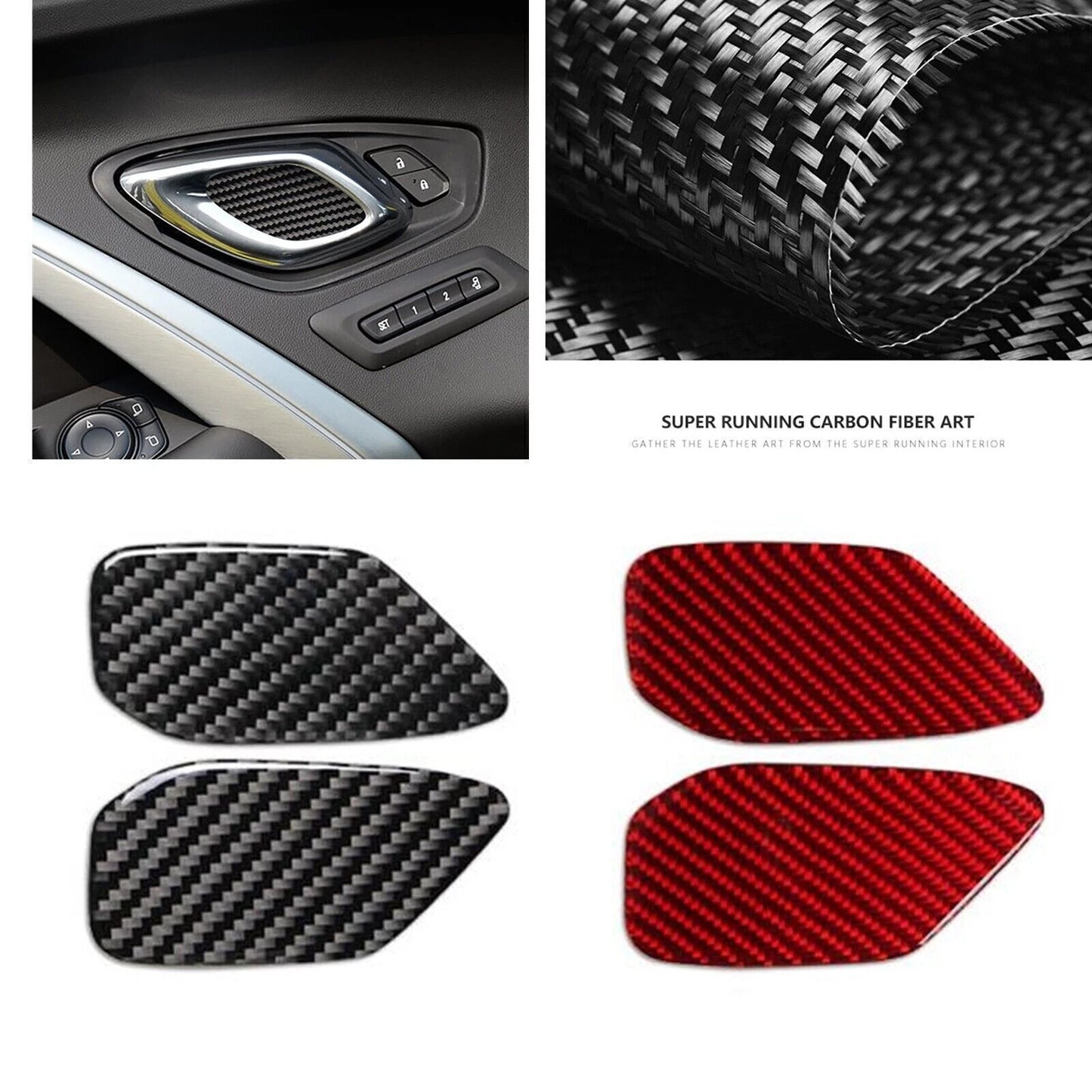 2 x Door Bowl Panel Covers for Chevrolet Camaro (2016-2024) Carbon Fiber Black