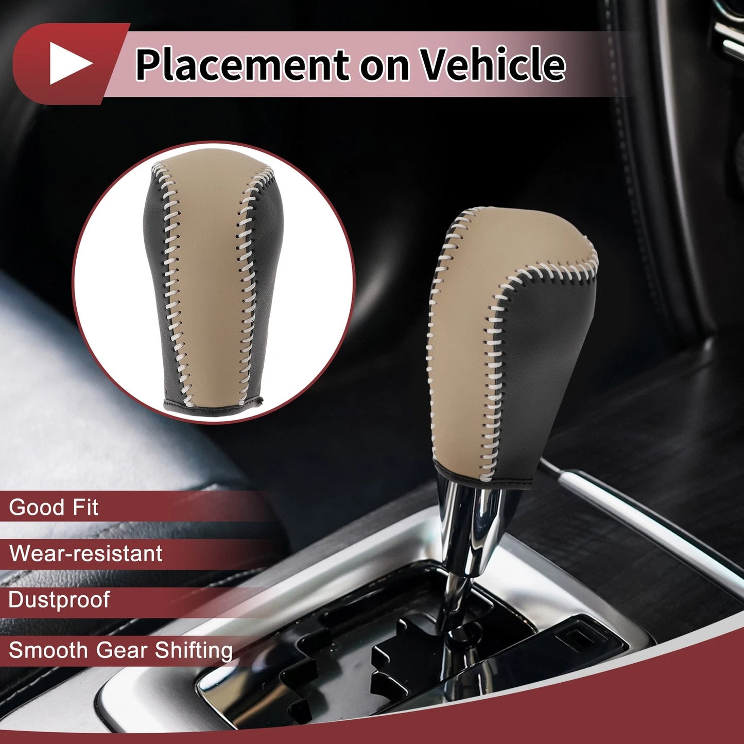 Gear Shift Knob Cover for Toyota Corolla Beige Faux Leather (2014–2018)