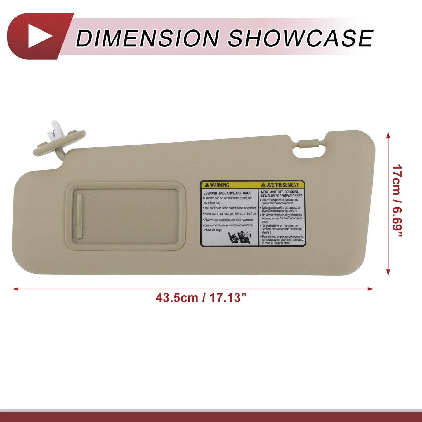 Left Driver Side Sun Visor for Toyota Highlander (2010-2013)